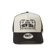 New Era 9FORTY A-Frame Trucker Frame Logo Stone Black Snapback Cap