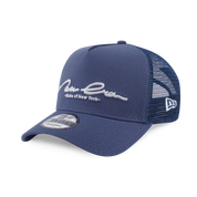 New Era 9FORTY A-Frame Trucker Script Basic Muted Indigo Snapback Cap