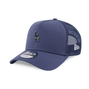 New Era 9FORTY A-Frame Trucker Los Angeles Dodgers Metal Badge Muted Indigo Snapback Cap