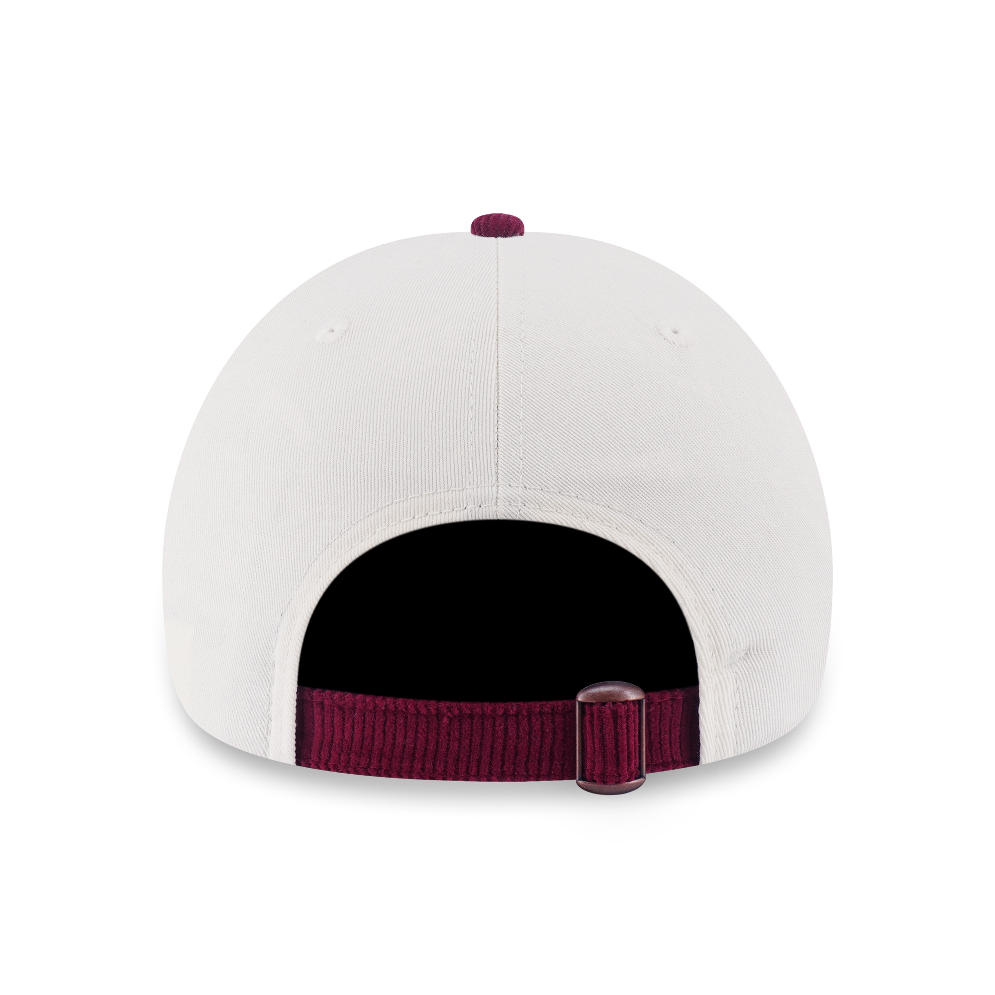 New Era 9FORTY Script Metal Copper Chrome White Maroon Adjustable Cap