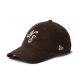 New Era 9TWENTY Leather Script Micro Corduroy Walnut Strapback Adjustable Cap