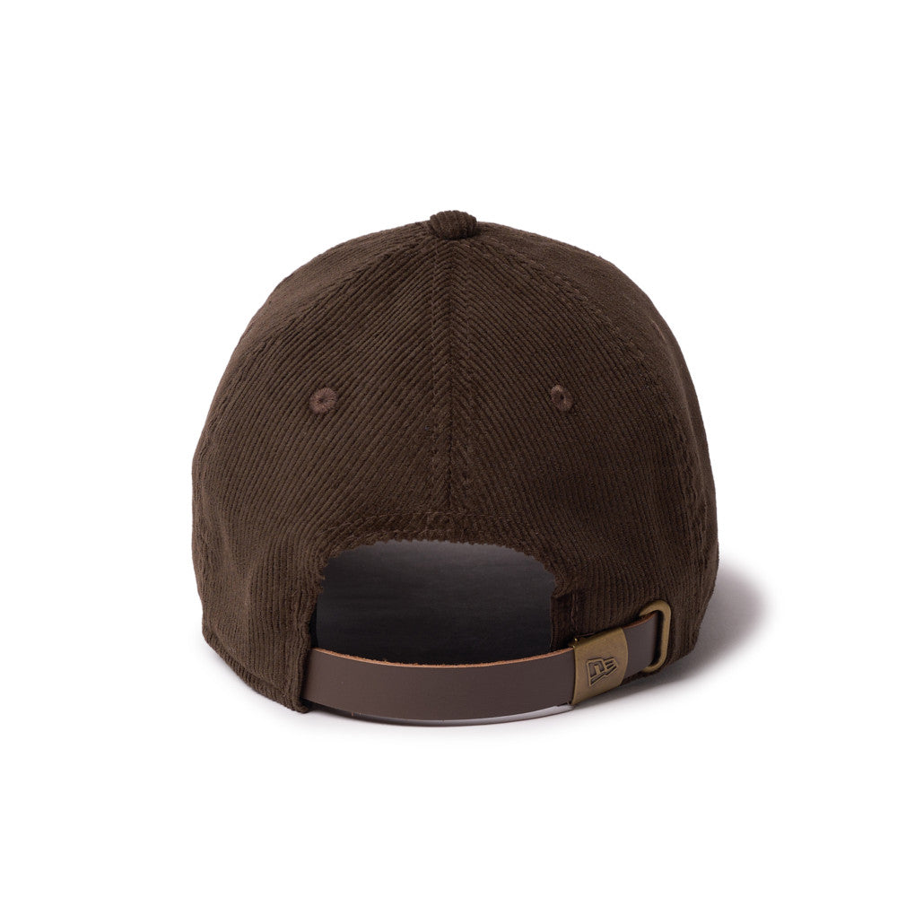 New Era 9TWENTY Leather Script Micro Corduroy Walnut Strapback Adjustable Cap