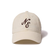 New Era 9TWENTY Leather Script Micro Corduroy Creme Strapback Adjustable Cap