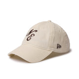 New Era 9TWENTY Leather Script Micro Corduroy Creme Strapback Adjustable Cap