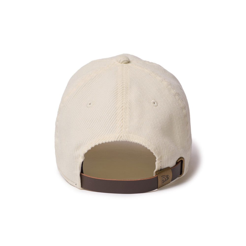 New Era 9TWENTY Leather Script Micro Corduroy Creme Strapback Adjustable Cap