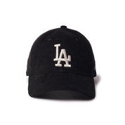 New Era 9TWENTY Leather Los Angeles Dodgers Micro Corduroy Black Strapback Adjustable Cap