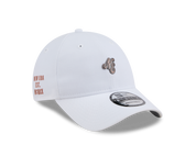 New Era 9FORTY NE Script Metal Bronze Badge White Unstructured Adjustable Cap