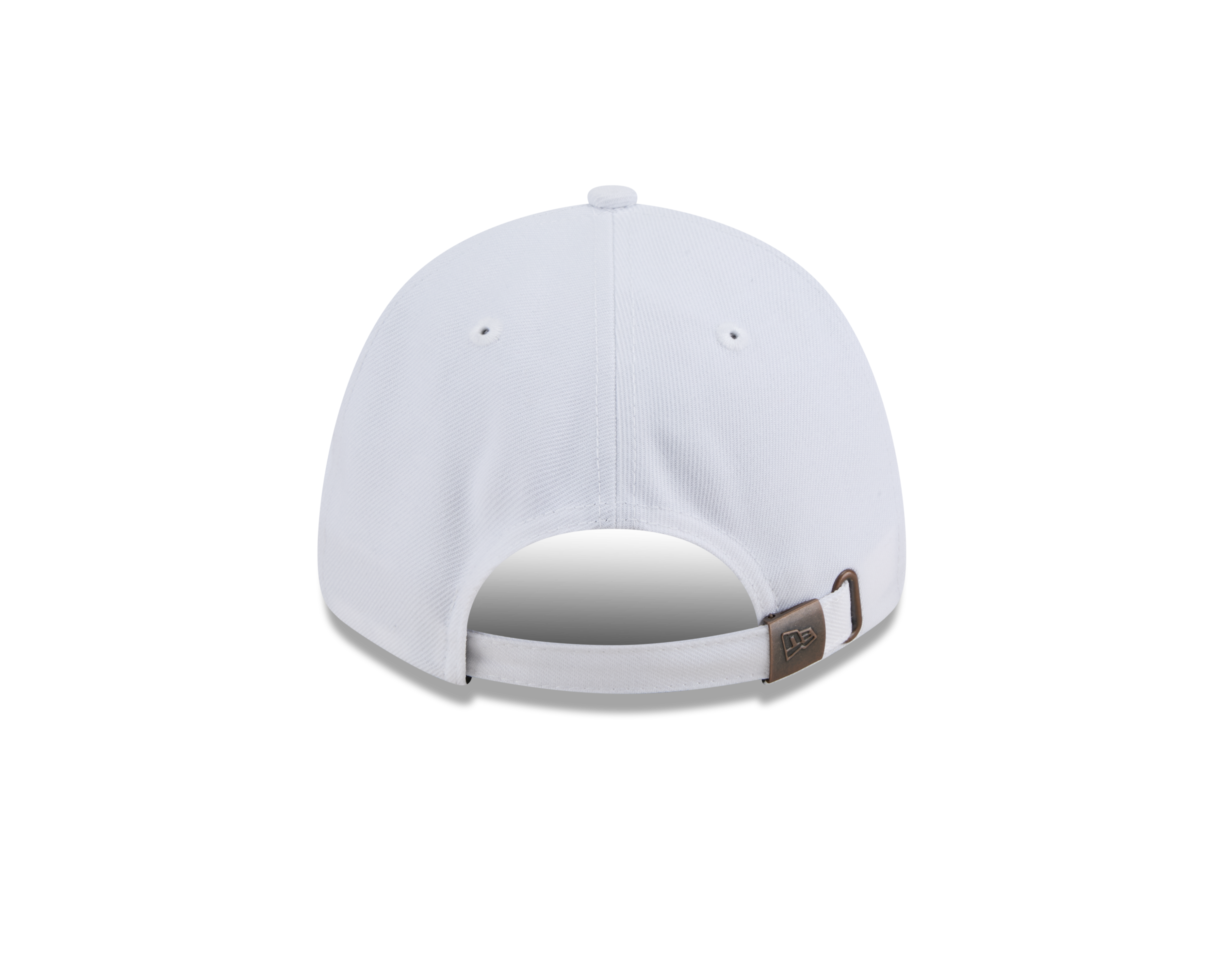 New Era 9FORTY NE Script Metal Bronze Badge White Unstructured Adjustable Cap