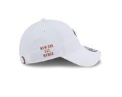 New Era 9FORTY NE Script Metal Bronze Badge White Unstructured Adjustable Cap