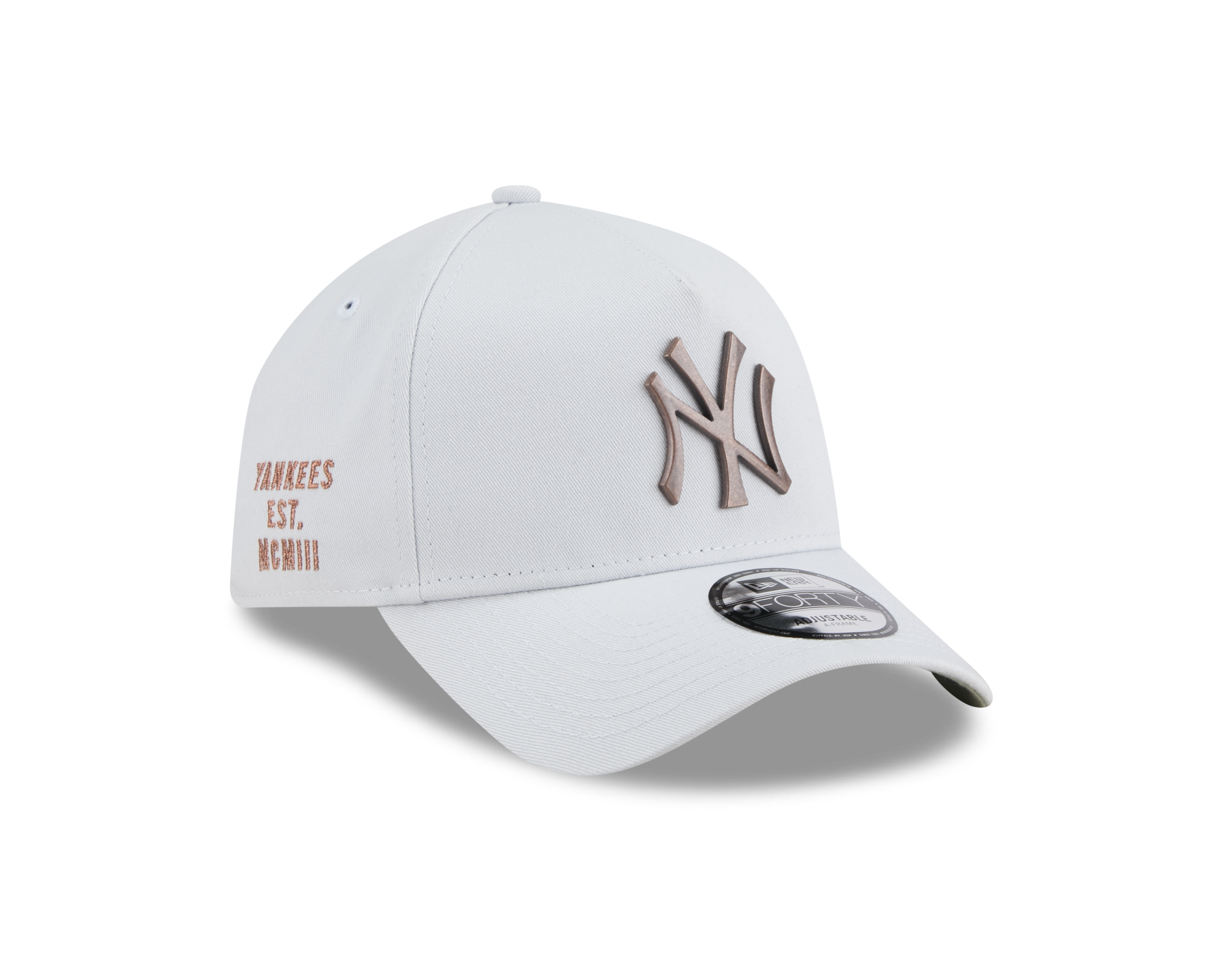 New Era 9FORTY A-Frame New York Yankees Metal Badge Bronze Green Silver Snow Adjustable Cap