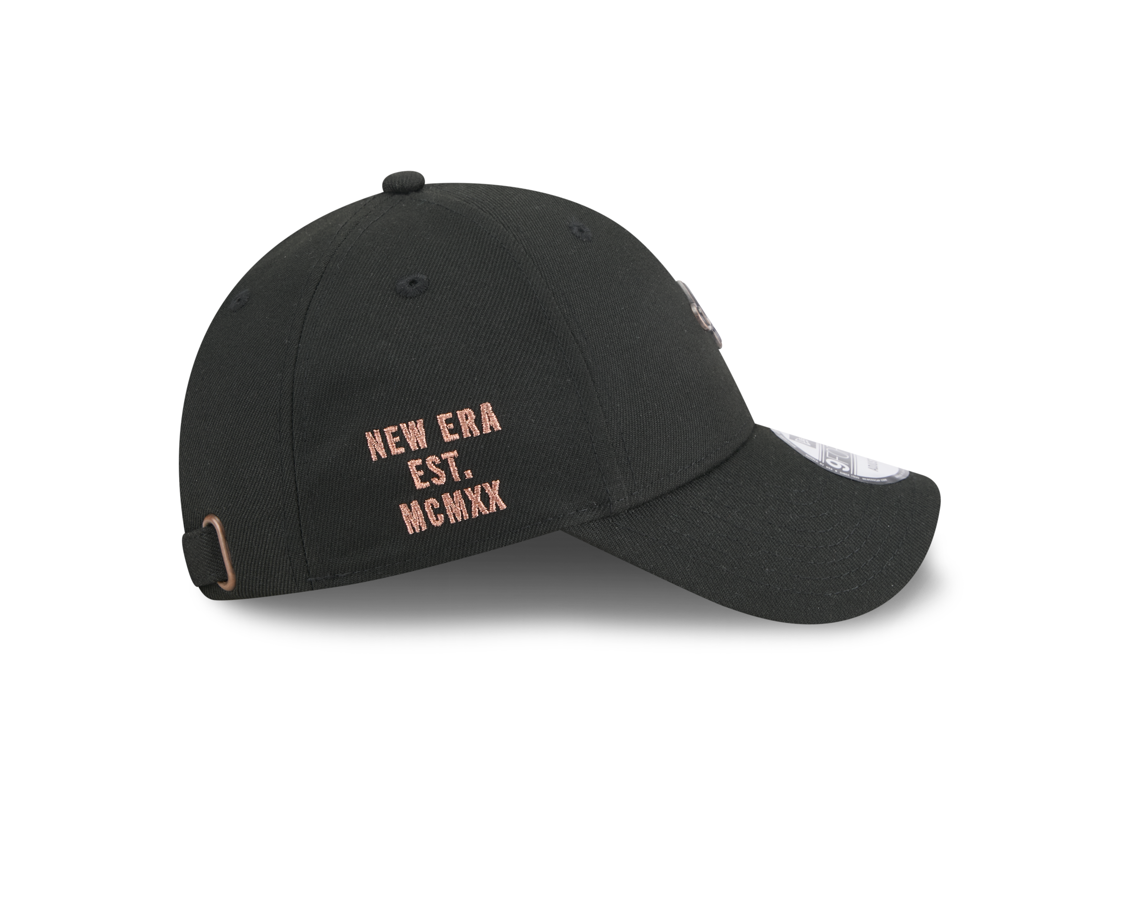 New Era 9FORTY NE Script Metal Bronze Badge Black Unstructured Adjustable Cap