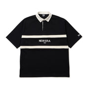 New Era Wordmark Black Oversized Short Sleeve Rugby Shirt