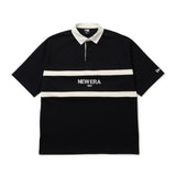 New Era Wordmark Black Oversized Short Sleeve Rugby Shirt