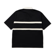 New Era Wordmark Black Oversized Short Sleeve Rugby Shirt