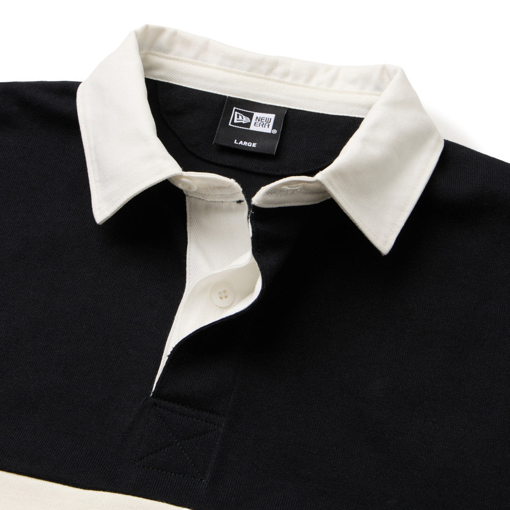 New Era Wordmark Black Oversized Short Sleeve Rugby Shirt