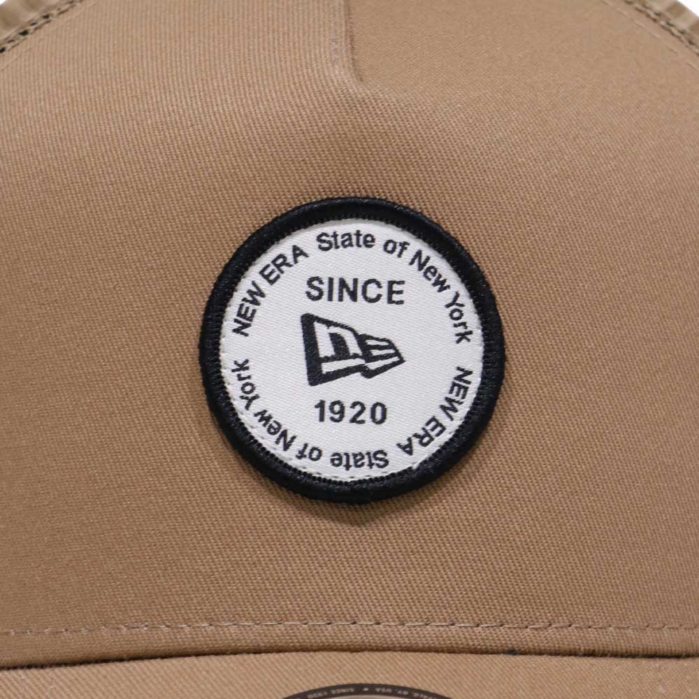 New Era 9FORTY A-Frame Round Patch Khaki Trucker Cap