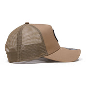 New Era 9FORTY A-Frame Round Patch Khaki Trucker Cap