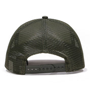 New Era 9FORTY A-Frame Round Patch Chrome White Olive Trucker Cap