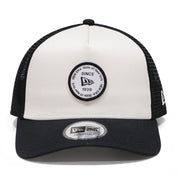 New Era 9FORTY A-Frame Round Patch Chrome White Black Trucker Cap