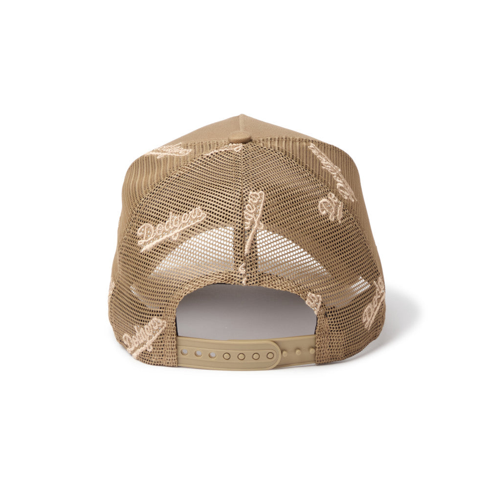 New Era 9FORTY A-Frame Los Angeles Dodgers Embroidered Mesh Khaki Trucker Cap