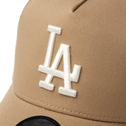 New Era 9FORTY A-Frame Los Angeles Dodgers Embroidered Mesh Khaki Trucker Cap