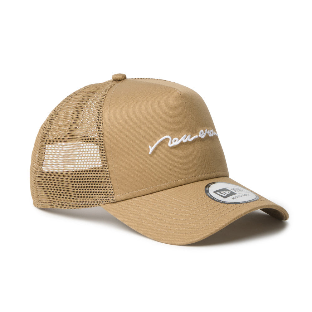 New Era 9FORTY A-Frame Handwritten Logo Khaki Adjustable Cap