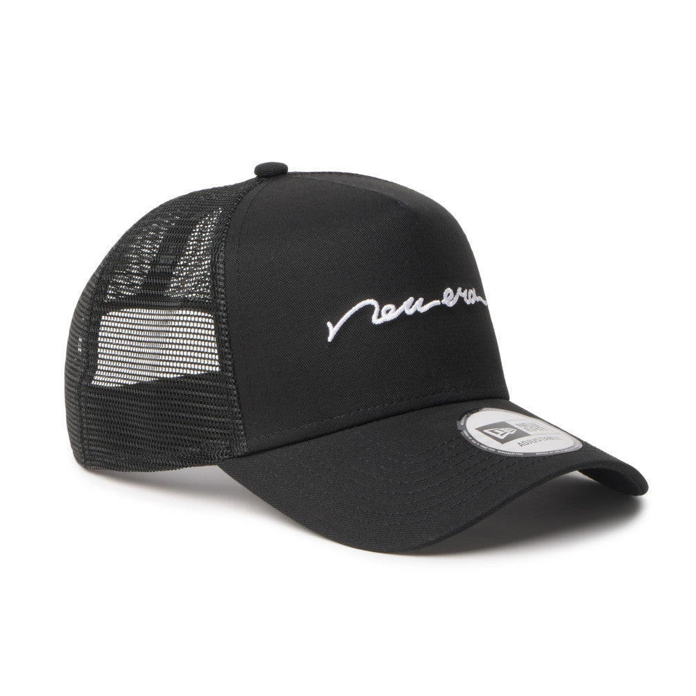 New Era 9FORTY A-Frame Handwritten Logo Black Adjsustable Cap
