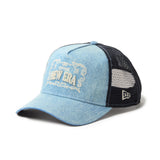 New Era 9FORTY A-Frame Frame Logo Washed Denim Snapback Trucker Cap
