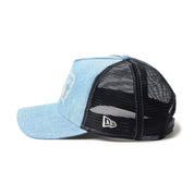New Era 9FORTY A-Frame Frame Logo Washed Denim Snapback Trucker Cap