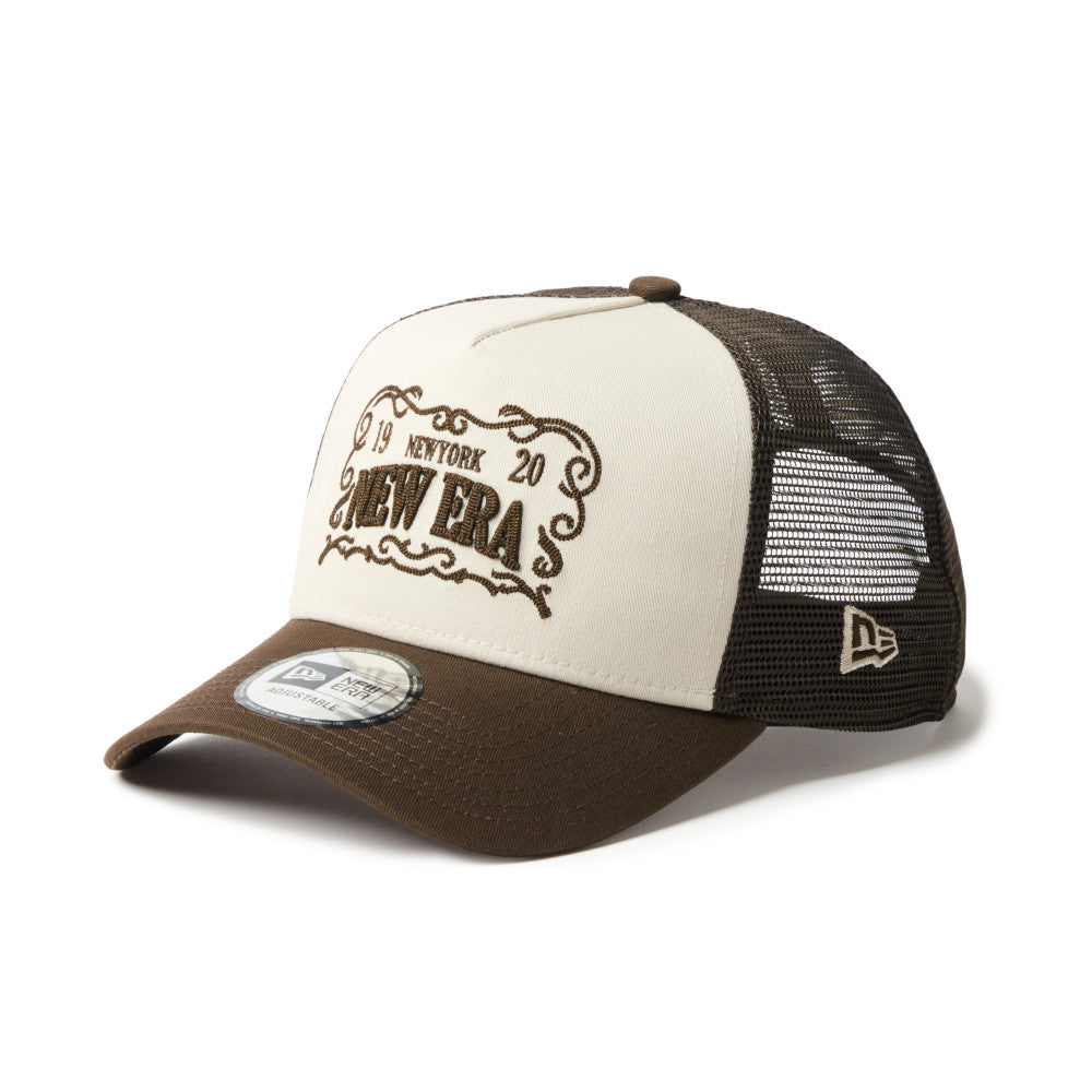New Era 9FORTY A-Frame Frame Logo Stone Walnut Trucker Cap
