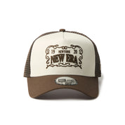 New Era 9FORTY A-Frame Frame Logo Stone Walnut Trucker Cap