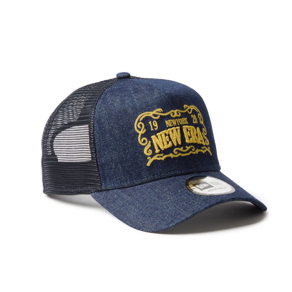 New Era 9FORTY A-Frame Frame Logo Denim Trucker Cap
