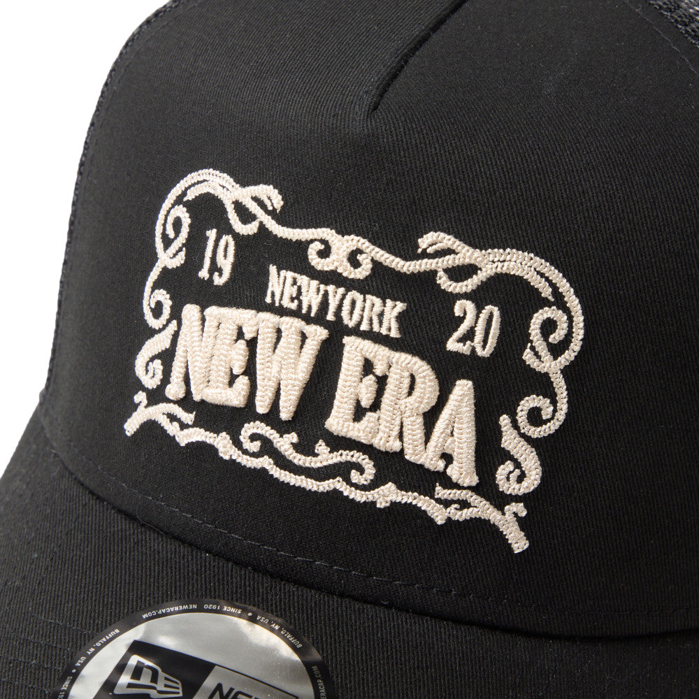 New Era 9FORTY A-Frame NE Frame Logo Black Trucker Cap