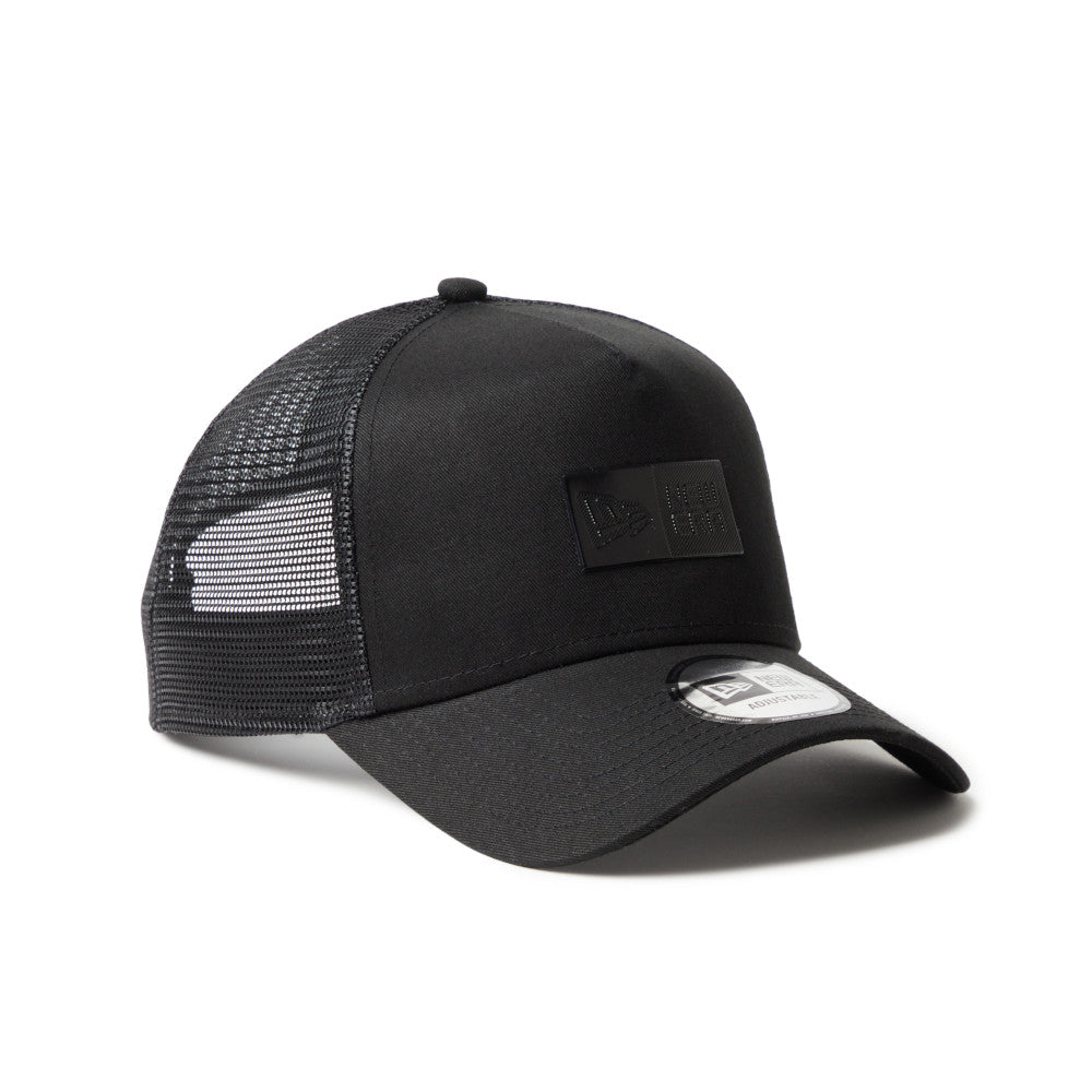 New Era 9FORTY A-Frame TPU Box Logo Tonal Black Trucker Cap