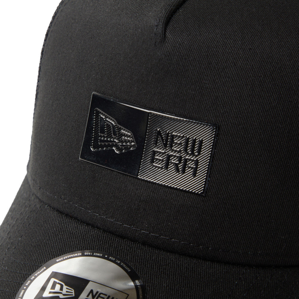 New Era 9FORTY A-Frame TPU Box Logo Tonal Black Trucker Cap