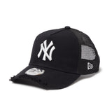 New Era 9FORTY A-Frame New York Yankees Damaged Cap Black Trucker Cap