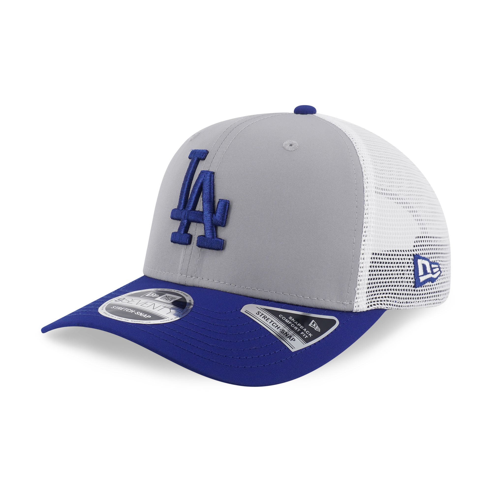 New Era 9SEVENTY Los Angeles Dodgers Gray Dark Royal Stretch Snapback Trucker Cap