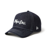 New Era 9FORTY A-Frame Compilation Logo Denim Navy Adjustable Cap