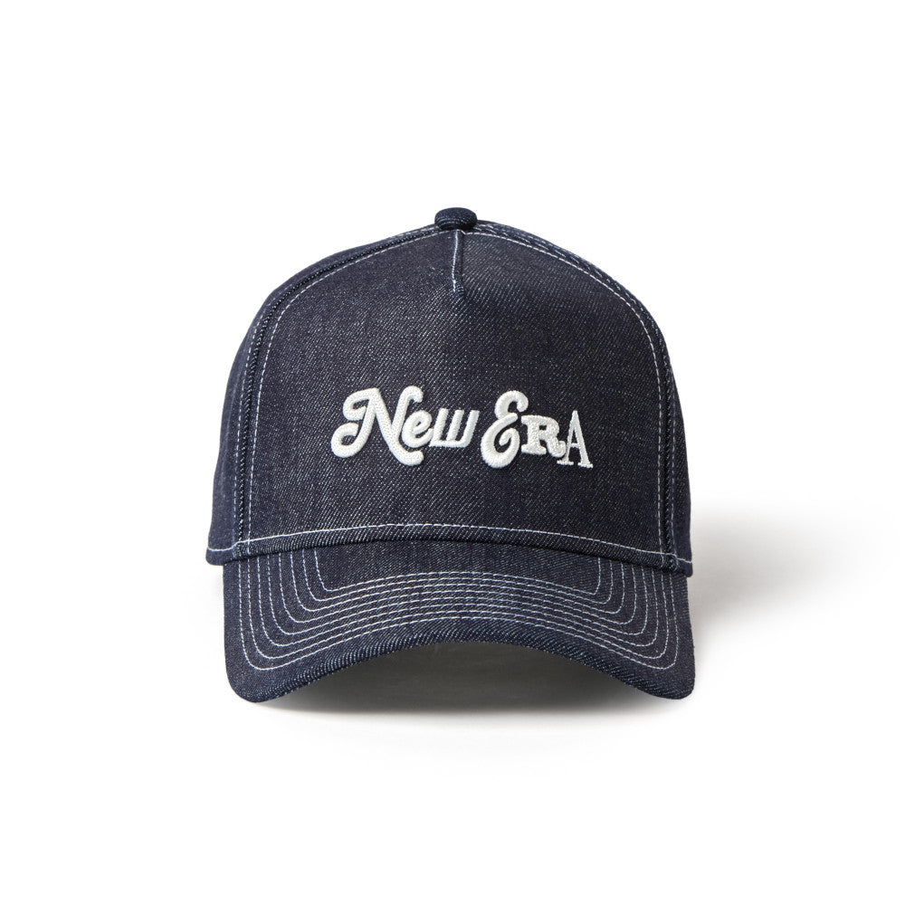 New Era 9FORTY A-Frame Compilation Logo Denim Navy Adjustable Cap
