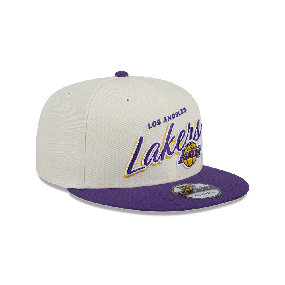 New Era 9FIFTY Los Angeles Lakers Two Tone Script NBA Chrome White OTC Snapback Cap