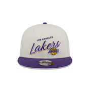 New Era 9FIFTY Los Angeles Lakers Two Tone Script NBA Chrome White OTC Snapback Cap