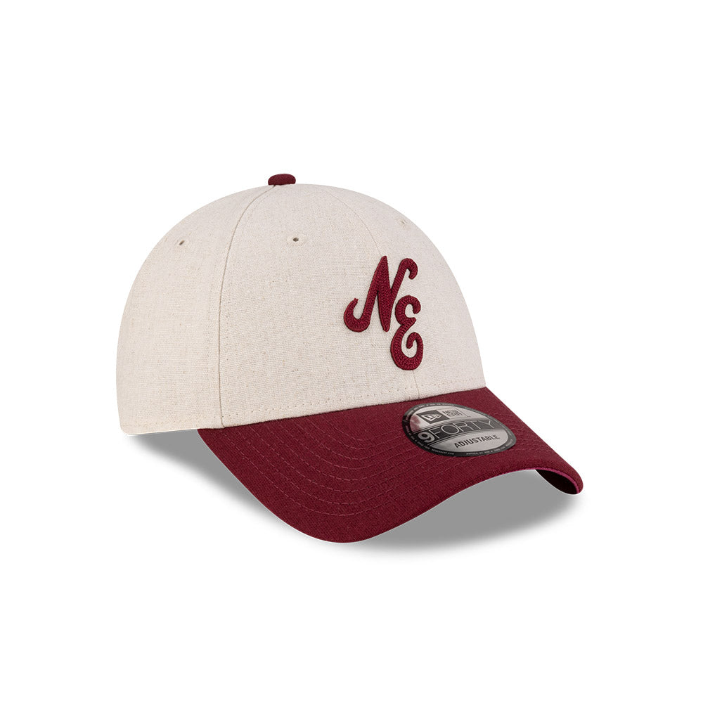 New Era 9FORTY Script Linen Stone Maroon Adjustable Cap