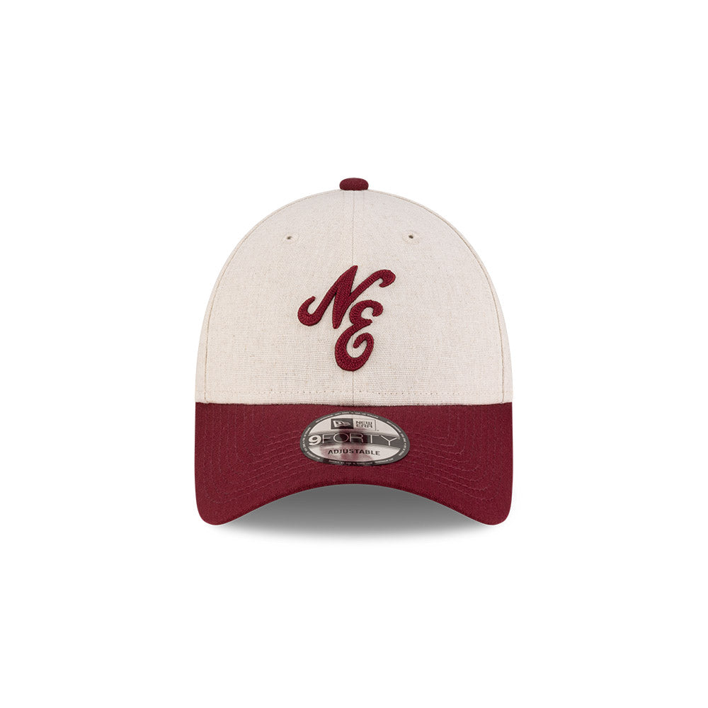 New Era 9FORTY Script Linen Stone Maroon Adjustable Cap