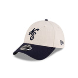 New Era 9FORTY Script Linen Stone Navy Adjustable Cap