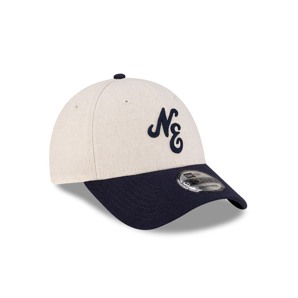New Era 9FORTY Script Linen Stone Navy Adjustable Cap