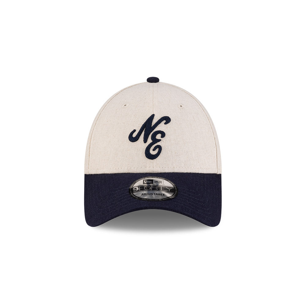 New Era 9FORTY Script Linen Stone Navy Adjustable Cap