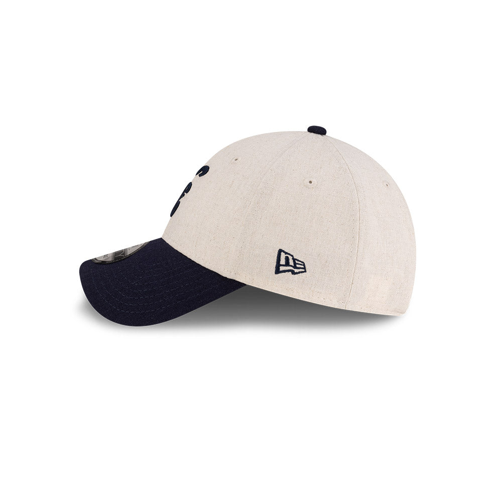 New Era 9FORTY Script Linen Stone Navy Adjustable Cap