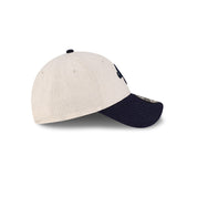 New Era 9FORTY Script Linen Stone Navy Adjustable Cap