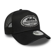 New Era 9FORTY E-Frame Oval Distress Patch Black Trucker Cap
