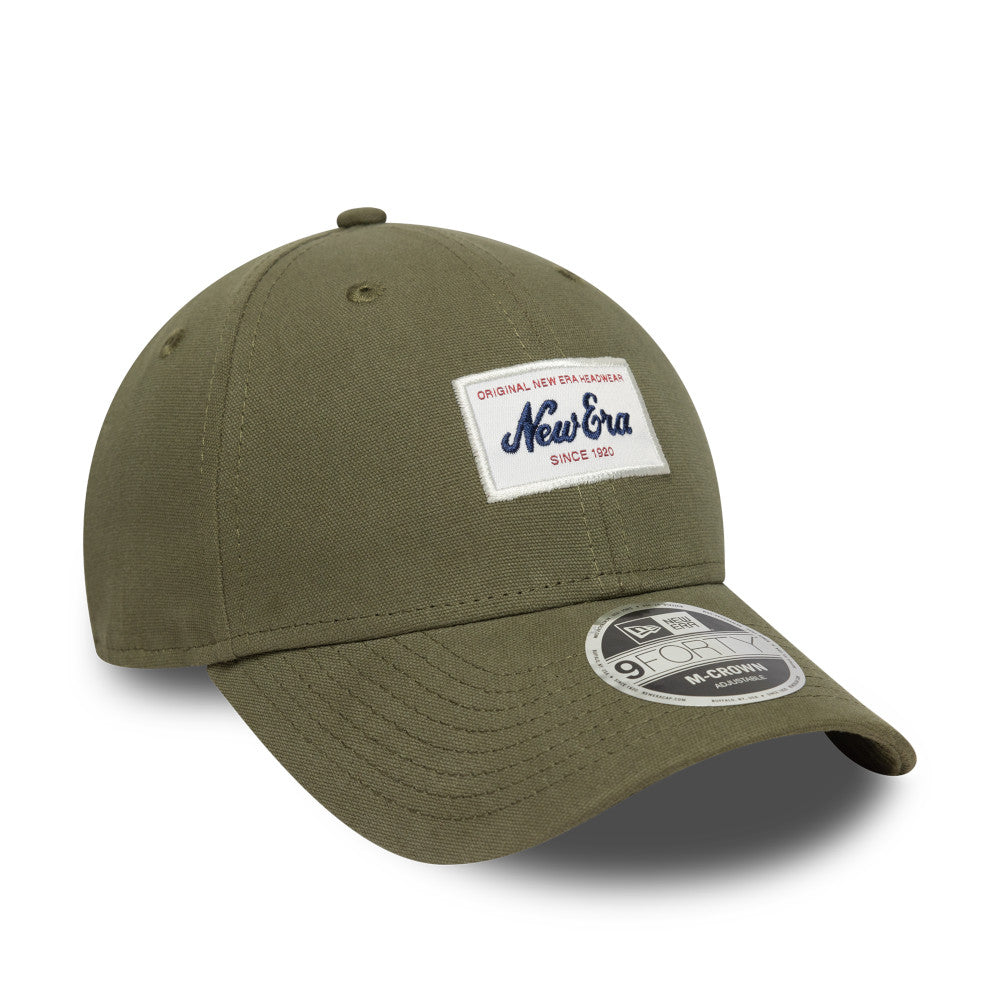 New Era 9FORTY Script Patch New Olive M-Crown Adjustable Cap